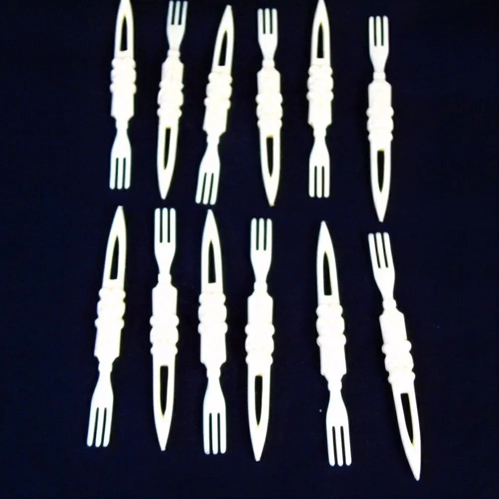 12 Vintage Mock Ivory Party Forks